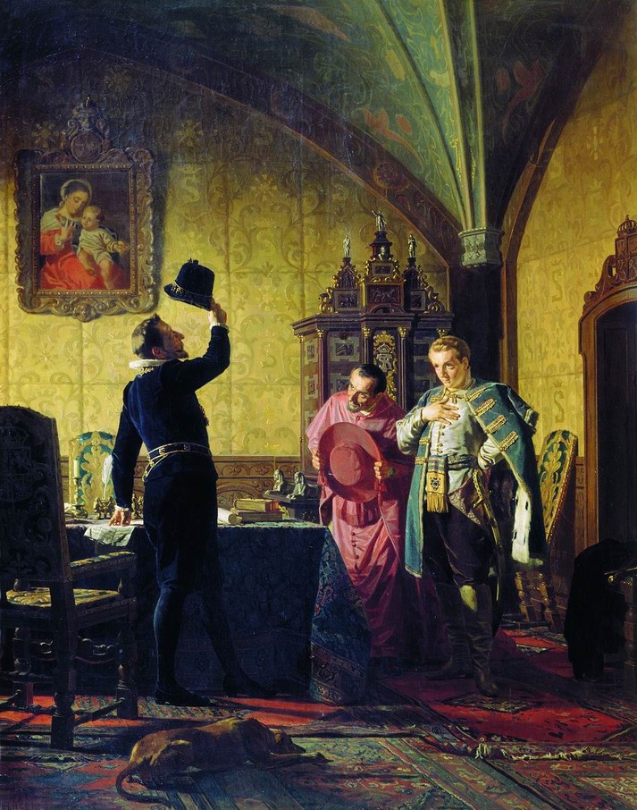 Присяга Лжедмитрия польскому королю Сигизмунду III на введение в России католицизма, 1874