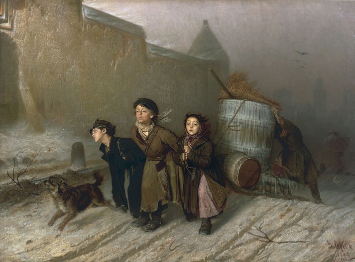 Тройка. Ученики мастеровые везут воду, 1866