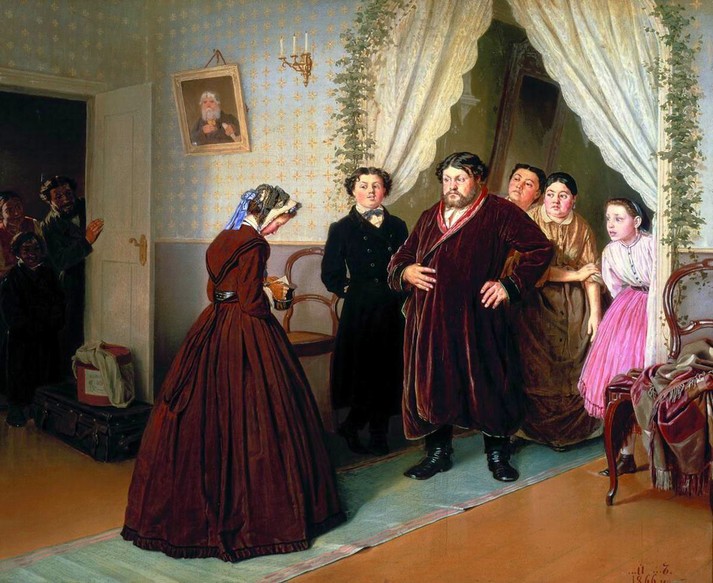 Приезд гувернантки в купеческий дом, 1866