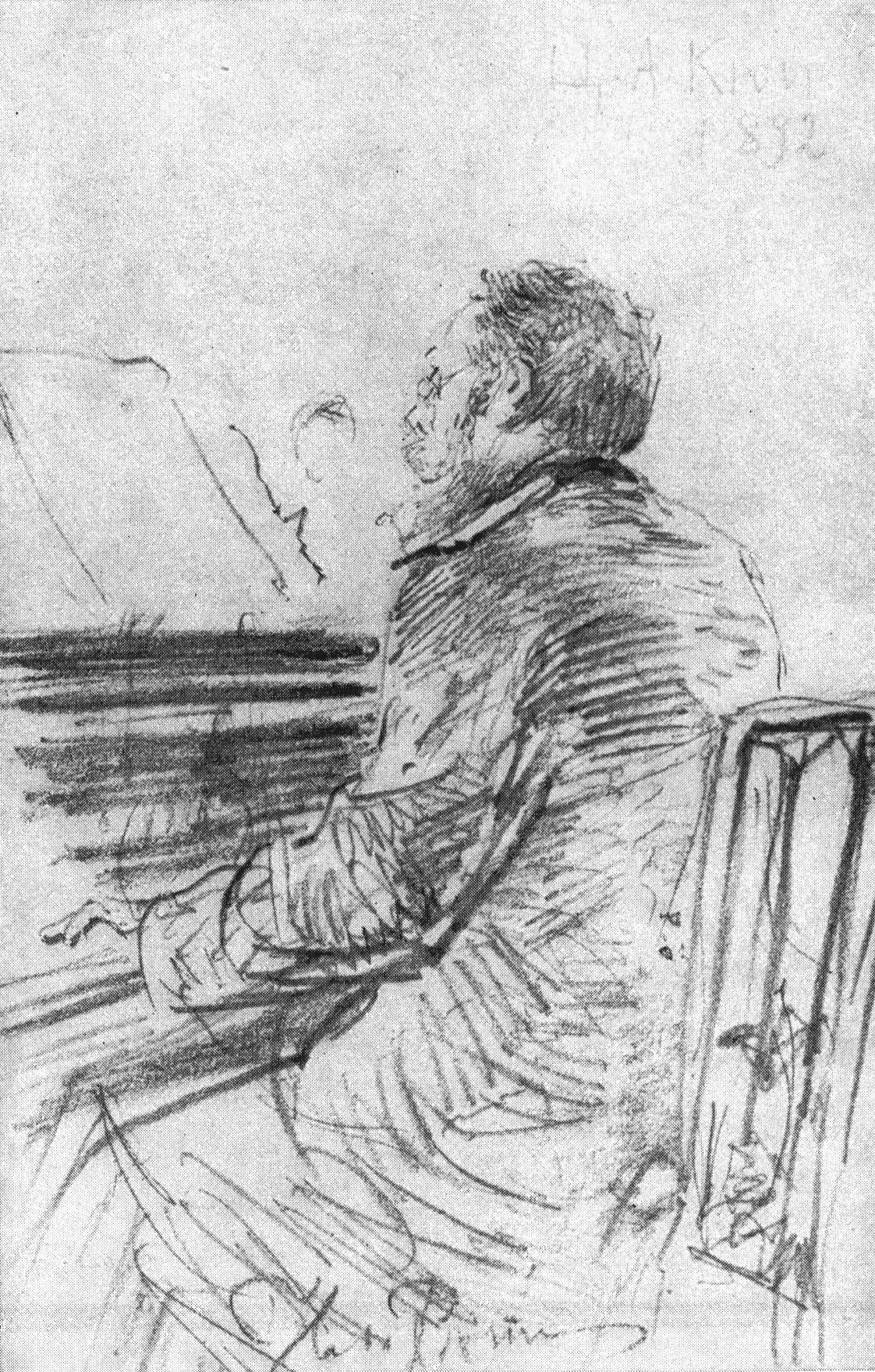 37. Композитор Ц.А. Кюи за роялем. 1892