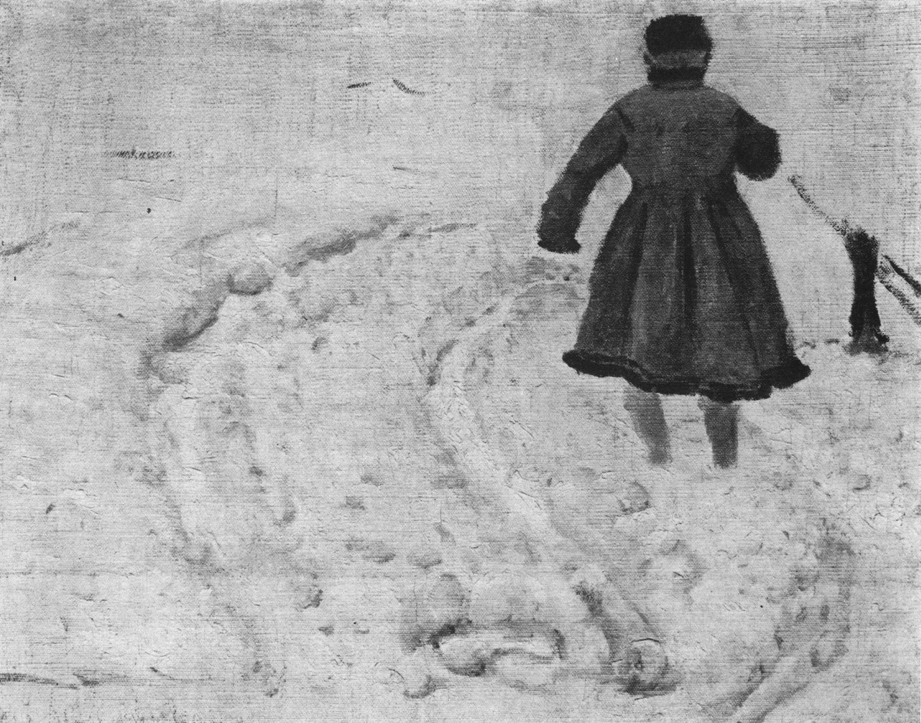 Фигура мальчика на снегу. Этюд. 1884
