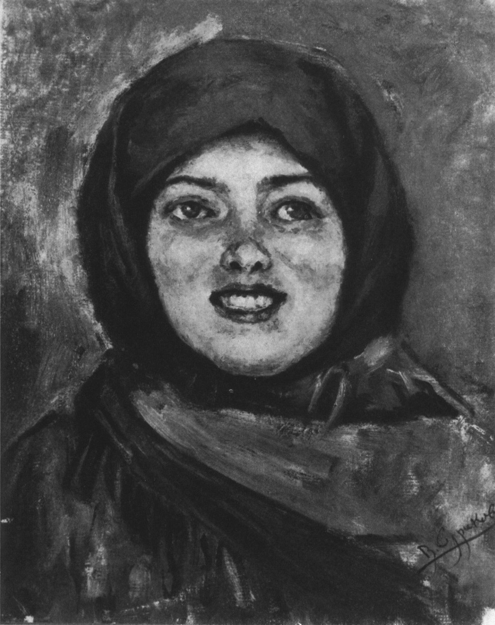 Голова смеющейся девушки. Этюд. 1890—1891