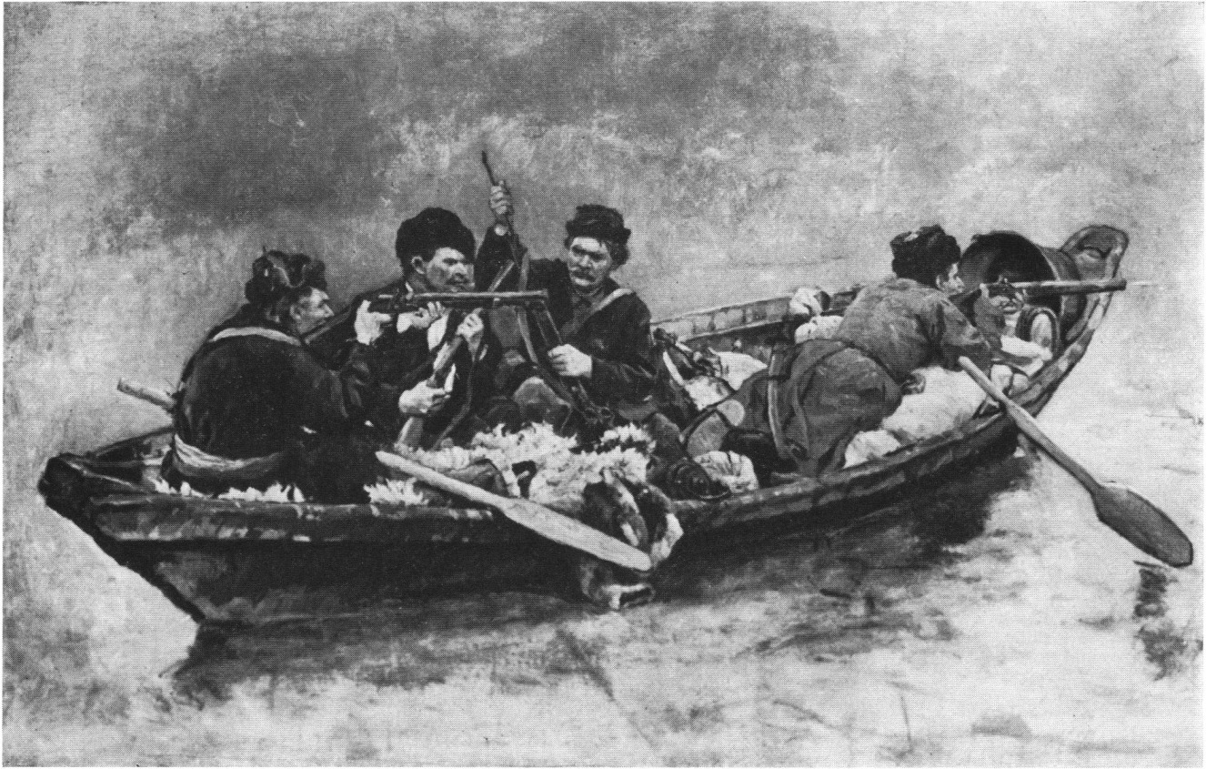 Казаки в лодке. Этюд. 1894—1895